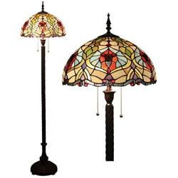 Tiffany Style Floor Lamps，Stained Glass Floor Lights, Width 16 Inch and High 63 Inch Reading Lamps for Living Room/Bedroom/Office, Zipper Switch，85V-265V (Design : 12)