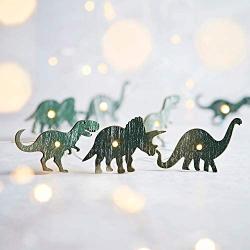 Lights4fun, Inc. 20 Dinosaur Battery Operated Micro LED Indoor Silver Wire String Lights