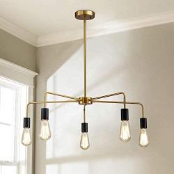 Saint Mossi Chandeliers 5 Lights Modern Pendant Lighting Vintage Ceiling Light Fixture, Brass