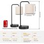 Sunvook Modern Bedside Table Lamp with 2 USB Charging Ports& 2AC Outlet,3 Way Dimmable Touch Control Industrial Nightstand lamp with Eye-protecting Fabric Shade Desk Lamp for Bedroom Living Study Room