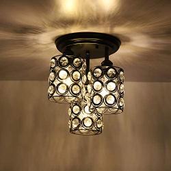 HMVPL Ceiling Lights Fixtures, 3-Lights Semi Flush Mount Kitchen Close to Ceiling Lamp, Crystal Pendant Lighting Collection for Island Dining Room Hallway Entry Bedroom