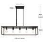 VINLUZ 5-Light Wood Chandelier Linear Industrial Kitchen Island Pendant Lighting Gray Wooden Frame Accents, Modern Dining Room Lighting Ceiling Hanging Farmhouse Light Fixtures for Entryway Foyer