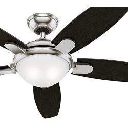 Hunter 54 in. Contemporary Ceiling Fan in Brushed Nickel with LED Light and Remote Control (Renewed)