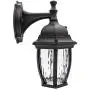 Maxxima LED Outdoor Wall Light, Black w/Clear Water Glass, Photocell Sensor, 580 Lumens, 3000K Warm White, Dusk to Dawn Light Sensor