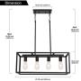 VINLUZ 4 Light Kitchen Island Pendant Light Black Modern Chandelier Industrial Ceiling Hanging Light Fixture for Dining Room Corridor Cafe