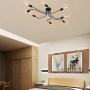 LLSYGS Industrial Ceiling Light 8 Lights Semi Flush Mount Fixture Modern Black Metal Chandelier for Kitchen Dining Room Bedroom