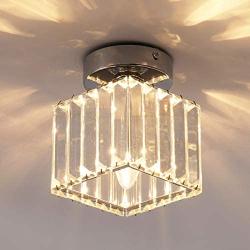 Jaycomey Ceiling Lamp,1-Light Crystal Pendant Lighting Fixtures,Close to Ceiling Light for Corridor,Hallway,Entryway,Bar,Chrome