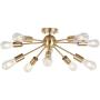 Modern Sputnik Chandelier Lighting 10 Lights Brushed Brass Semi Flush Mount Ceiling Light Gold Mid Century Pendant Lighting by BONLICHT