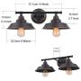 Industrial Wall Light Fixture Farmhouse Rustic Wall Sconce, Vintage Wall Mounted Vanity Light for Bathroom, Bedroom, Living Room, Kitchen, Black Metal Shade (2-Light)