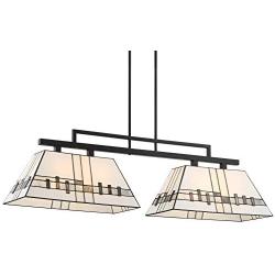 Corvallis Black Large Linear Island Pendant Chandelier 46'' Wide Modern Tiffany Style Art Glass 2-Light Fixture for Kitchen Island Dining Room - Robert Louis Tiffany