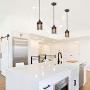 LALUZ Pendant Lighting for Kitchen Island, Farmhouse Mini Cage Hanging Lamp for Dining Room,Bar, Brown Rust Finish