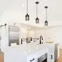 LALUZ Pendant Lighting for Kitchen Island, Farmhouse Mini Cage Hanging Lamp for Dining Room,Bar, Brown Rust Finish