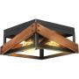 Derksic 2 Light Rustic Farmhouse Flush Mount Ceiling Light Industrial Vintage Ceiling Light Fixture with Metal and Wood Square for Hallway Entryway Foyer Dining Room Bedroom Kitchen