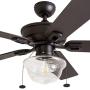 Prominence Home 80091-01 Abner Vintage Indoor/Outdoor Ceiling Fan, ETL Damp Rated 52'' LED Schoolhouse Edison Bulb, Rustic Farmhouse/Barnwood Blades, Espresso Bronze