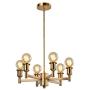 FLSNT 6-Light Vintage Brassy Metal Chandelier for Foyer,Dining Room,Living Room,Adjustable Height(No Bulbs)