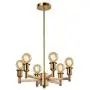 FLSNT 6-Light Vintage Brassy Metal Chandelier for Foyer,Dining Room,Living Room,Adjustable Height(No Bulbs)