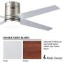CO-Z 52’’ Modern Ceiling Fan with LED Lights and Remote, Indoor Low Profile Flush Mount Ceiling Fans for Bedroom, Living Room, Brushed Nickel Finish and 4 Reversible Plywood Blades in Cherry & Silver