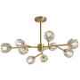 NOXARTE Gold Sputnik Chandelier 9 Lights Starburst Pendant Lighting with Crystal Globe Shade Modern Brass Ceiling Light Fixture for Living Room Bedroom
