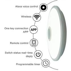 Combuh 36W LED Music Ceiling Light with Bluetooth Speaker Smart APP and Remote Control, RGB Color Changing, Dimmable Modern Flush Mount Ceiling lamp for Living Room, Bedroom, Dining Room