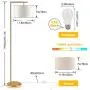 ROTTOGOON Floor Lamp for Living Room, Montage Modern Floor Lamp with 2 Lamp Shades & 9W LED Bulb, Montage Tall Pole Reading Standing Light for Bedroom, Study Room - Gold, Antique Brass