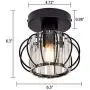YLONG-ZS Semi Flush Mount Clear Pannel Chandelier Lighting Black Matel Finishing and Chandeliers Ceiling Light Fixture E26 Bulbs Pendant Light in Bedroom, Hall or Dining Room
