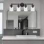 VINLUZ Farmhouse 4-Lights Bathroom Vanity Light Black Modern Wall Lighting with Clear Glass Shade Over Mirror, Industrial Wall Light Fixtures Sconce for Living Room Bedroom Dining Room Hallway