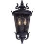 Casa Marseille Traditional Outdoor Wall Light Fixture Textured Black Scroll 17'' Clear Hammered Glass for Exterior Porch Patio - John Timberland
