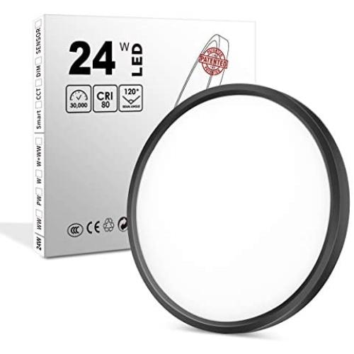 LED Flush Mount Ceiling Light, 12 Inch Round 24W 3200LM Ceiling Light Fixture, 240W Equivalent Ceiling Lamps for Bedroom, Living Room, Kitchen, Dining Room, 5000K Pure White