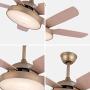 TFCFL 52'' Tropicalfan Ceiling Fan Chandelier with Remote Control and 5 Reversible Blades LED Dimmable Fan Modern and Simple Light Dimmable Timing for Home Decoration Living Room Bedroom,Champagne Gold