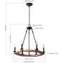 Wooden Farmhouse Chandeliers for Dining Rooms, Wagon Wheel Chandelier, Rustic Hanging Ceiling Light Fixture for Kitchen Island (6 Light Rectangle Wheel)