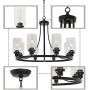 MELUCEE Black Chandelier 8 Lights, Kitchen Island Lighting Industrial Chandelier with Clear Glass Shade, Farmhouse Pendant Light for Dining Room Living Room Bedroom
