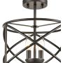 Industrial Metal Drum Black Semi-Flush Mount Ceiling Light for Dining Room, Kitchen, Hallway, Entry, Foyer, Living Room,2-Light