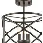 Industrial Metal Drum Black Semi-Flush Mount Ceiling Light for Dining Room, Kitchen, Hallway, Entry, Foyer, Living Room,2-Light