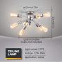 LIGHTESS Sputnik Ceiling Lights Vintage Semi Flush Mount Ceiling Light with 9 UL Sockets Nickel Sputnik Industrial Ceiling Lamp for Kitchen Dining Room Bedroom E26 Base
