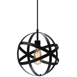 KingSo Industrial Metal Pendant Light, Spherical Pendant Light, Rustic Chandelier Vintage Hanging Cage Globe Ceiling Light Fixture for Kitchen Island Dining Room Farmhouse Entryway Foyer Table Hallway