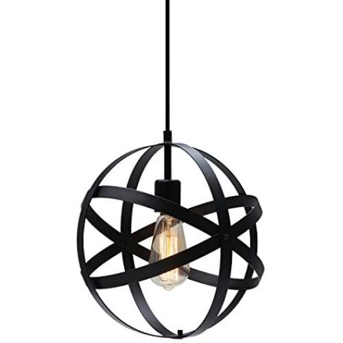 KingSo Industrial Metal Pendant Light, Spherical Pendant Light, Rustic Chandelier Vintage Hanging Cage Globe Ceiling Light Fixture for Kitchen Island Dining Room Farmhouse Entryway Foyer Table Hallway