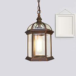 LITFAD Antique Bronze Lantern Ceiling Hanging Light with Clear Glass Shade 1 Bulb 8'' L Vintage Outdoor Waterproof Lighting Industrial Pendant Light for Dining Room Restaurant Bar Courtyard