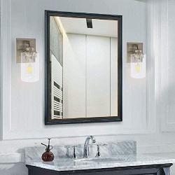 VINLUZ Modern Glass Wall Sconces Lighting Brushed Nickel Finished 1-Lights Bathroom Vintage Wall Light Fixtures Vanity, Indoor Porch Lights Hallway Bedroom Dining Room