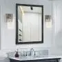VINLUZ Modern Glass Wall Sconces Lighting Brushed Nickel Finished 1-Lights Bathroom Vintage Wall Light Fixtures Vanity, Indoor Porch Lights Hallway Bedroom Dining Room