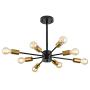 8 Lights Sputnik Ceiling Light Modern Mid Century Semi Flush Mount Chandelier Gold Black Industrial Pendant Lighting Fixture for Kitchen Dining Room Bedroom Foyer Coffee Bar