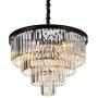 TFCFL 23.6'' Crystal Chandelier, 9 Lights Modern Contemporary Pendant Ceiling Light Fixture 4-Tier for Dining Room Living Room Bedroom Girls Room Kitchen Island (Black)