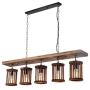 Rustic Wood Beam Edison Hanging Ceiling Light | Indoor Downlight for Farmhouse Home Decor | Kitchen Island | Bar | Dining Room | Limited Wood - E26 X5 Bulb