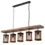 Rustic Wood Beam Edison Hanging Ceiling Light | Indoor Downlight for Farmhouse Home Decor | Kitchen Island | Bar | Dining Room | Limited Wood - E26 X5 Bulb