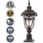 Goalplus Outdoor Post Light Fixture with Pier Mount Vintage Post Lamp for Yard 60W E26 Post Lantern in Bronze Finish with Seeded Glass Shade, 24'' High, IP44 Waterproof, LM0519-M