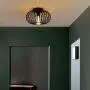Modern Black Flush Mount Light Fixture Industrial Metal Cage Semi Flush Mount Ceiling Light for Hallway Living Room Kitchen Entryway Farmhouse
