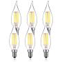 AMDTU 4000k LED Chandelier Light Bulbs Dimmable E12 Daylight White 5.5w 60Watt Equivalent Cool White for Dining Room,Kitchen 6pack