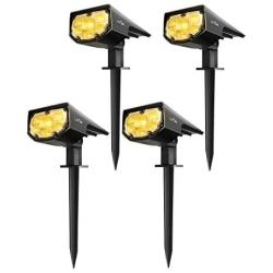 LITOM 12 LED Solar Landscape Spotlights, IP67 Waterproof Solar Powered Wall Lights 2-in-1 Wireless Outdoor Solar Landscaping Lights for Yard Garden Driveway Porch Walkway Pool Patio 4 Pack Warm White