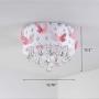 LAKIQ Modern Girl’s Bedroom Flush Mount Ceiling Lighting Fixture Lovely Pink Butterfly LED Crystal Chandelier Drum Shade Close to Ceiling Light for Girls Kids Room Foyer Living Room