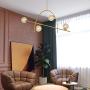 Glass Globe Sputnik Chandelier Modern 3 Light Molecule Pendant Lighting,G9 Mid Century Brass Finish Ceiling Lamp for Dining Room Hallway