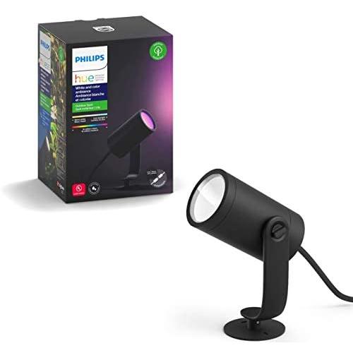 Philips Hue Lily White & Color Outdoor Smart Spot light Extension (Hue Hub & Power Source required), 1 Hue White & Color Smart Spot light + mount kit, Works with Alexa, HomeKit & Google Assistant